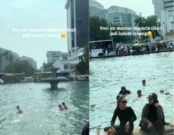 Jangan Ditiru! Bocil Berenang di Air Mancur Thamrin, Netizen: Awas Kesetrum Jangan Ditiru! Bocil Berenang di Air Mancur Thamrin, Netizen: Awas Kesetrum