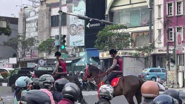 Polisi Berkuda Curi Perhatian, Atur Lalin Margonda di Hari Pertama Kerja Polisi Berkuda Curi Perhatian, Atur Lalin Margonda di Hari Pertama Kerja