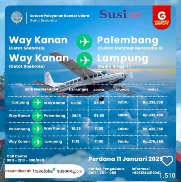 Kabar Gembira! Bandara Gatot Soebroto Way Kanan Besok gelar Penerbangan Perdana Kabar Gembira! Bandara Gatot Soebroto Way Kanan Besok gelar Penerbangan Perdana