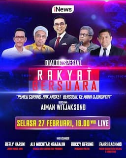 Bersama Aiman Witjaksono 'Pemilu Curang, Hak Angket Bergulir, Ke Mana Ujungnya?' dalam Rakyat Bersuara, Besok Malam <i>Live</i> di iNews
