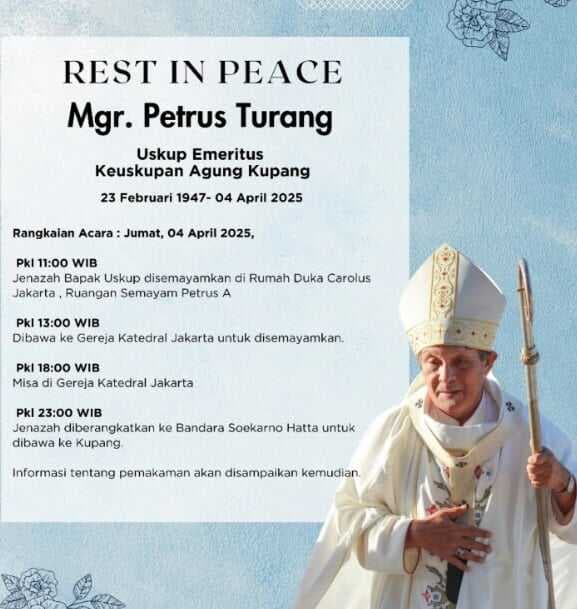 Uskup Emeritus Kupang, Mgr. Petrus Turang, Berpulang Uskup Emeritus Kupang, Mgr. Petrus Turang, Berpulang