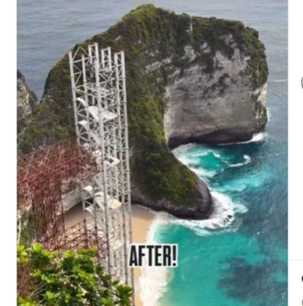 Pantai Kelingking Nusa Penida Dipasangi Lift Kaca, Warganet Kecewa Pantai Kelingking Nusa Penida Dipasangi Lift Kaca, Warganet Kecewa