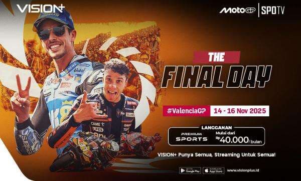 Jadwal dan Link Live Streaming MotoGP Valencia 2025 di Vision+, Klik di Sini! Jadwal dan Link Live Streaming MotoGP Valencia 2025 di Vision+, Klik di Sini!
