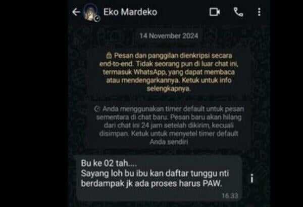 Pesan WhatsApp Ketua KPU Kota Cirebon ke Mantan Caleg PKB Mendadak Viral Pesan WhatsApp Ketua KPU Kota Cirebon ke Mantan Caleg PKB Mendadak Viral