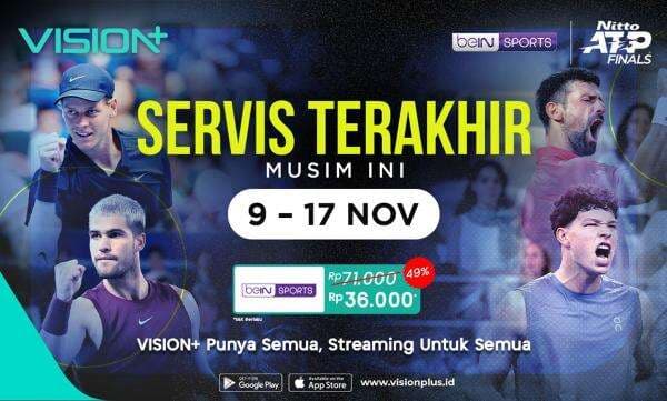 Jadwal dan Link Live Streaming Nitto ATP Finals 2025 di Vision+, Klik di Sini! Jadwal dan Link Live Streaming Nitto ATP Finals 2025 di Vision+, Klik di Sini!