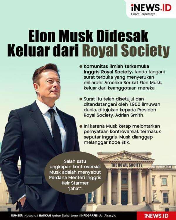 Infografis Elon Musk Didesak Keluar dari Komunitas Scientist Royal Society Infografis Elon Musk Didesak Keluar dari Komunitas Scientist Royal Society