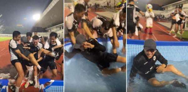 Momen Shin Tae-yong Diceburin Pemain Timnas Indonesia ke Kolam Air, Bikin Ngakak Netizen Momen Shin Tae-yong Diceburin Pemain Timnas Indonesia ke Kolam Air, Bikin Ngakak Netizen