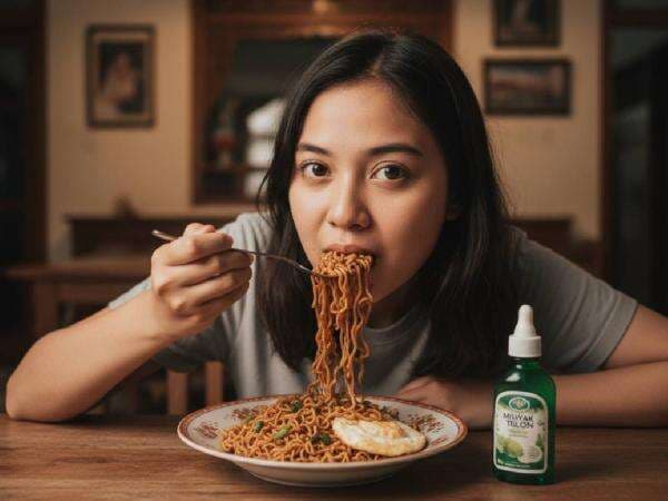 Jangan Ditiru! Viral Wanita Makan Mi Instan Pakai Minyak Telon, Ini Bahayanya Jangan Ditiru! Viral Wanita Makan Mi Instan Pakai Minyak Telon, Ini Bahayanya
