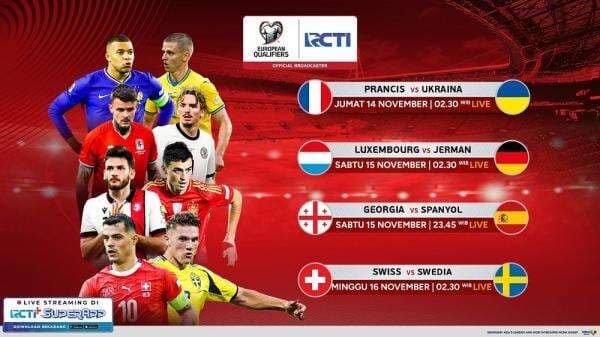 Live RCTI! Ini Jadwal Kualifikasi Piala Dunia 2026 Zona Eropa: Prancis vs Ukraina Live RCTI! Ini Jadwal Kualifikasi Piala Dunia 2026 Zona Eropa: Prancis vs Ukraina