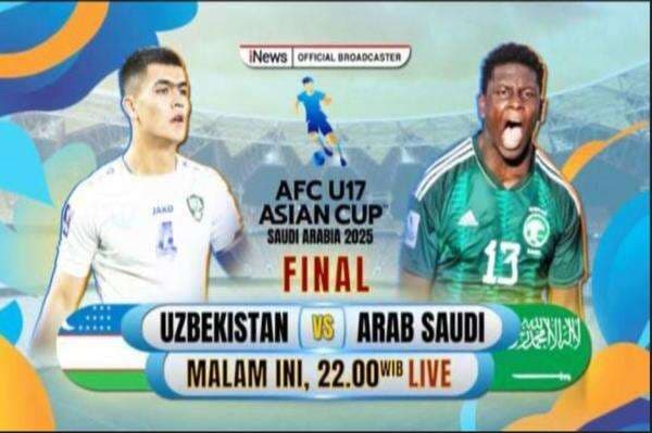 Final Piala Asia U-17 2025: Uzbekistan vs Arab Saudi, Saksikan Pertandingannya Malam Ini Pukul 22.00 WIB Live di iNews Final Piala Asia U-17 2025: Uzbekistan vs Arab Saudi, Saksikan Pertandingannya Malam Ini Pukul 22.00 WIB Live di iNews