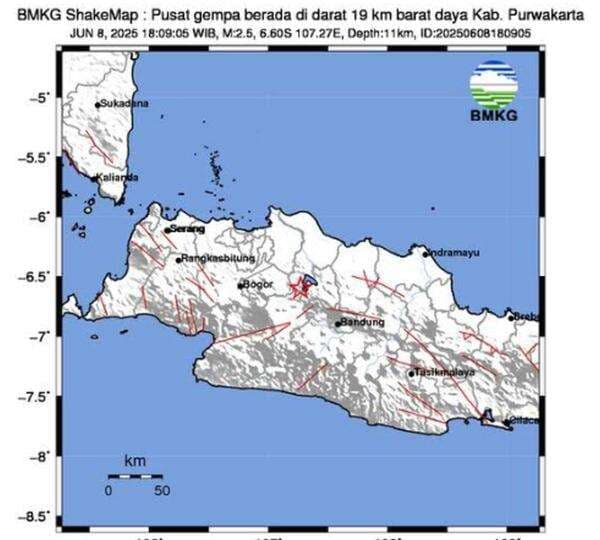 Gempa Guncang Purwakarta Jabar, Pusatnya di Darat Gempa Guncang Purwakarta Jabar, Pusatnya di Darat