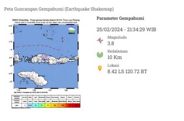 Gempa Bumi Magnitudo 3,8 Goyang Ruteng NTT, Berpusat di Darat