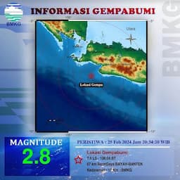 Gempa Susulan M2,8 Guncang Bayah Banten, BPBD: Belum Ada Laporan Kerusakan