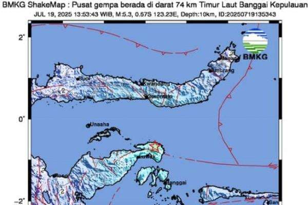 Gempa Magnitudo 5,3 Guncang Banggai Kepulauan, Terasa hingga Gorontalo Gempa Magnitudo 5,3 Guncang Banggai Kepulauan, Terasa hingga Gorontalo