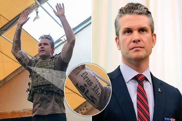Heboh, Menhan AS Pete Hegseth Pamer Tato Bertuliskan Kafir Heboh, Menhan AS Pete Hegseth Pamer Tato Bertuliskan Kafir