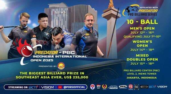 Resmi! Turnamen Biliar Bergengsi Predator PBC Indonesia International Open 2025 Digelar Juli 2025 Resmi! Turnamen Biliar Bergengsi Predator PBC Indonesia International Open 2025 Digelar Juli 2025
