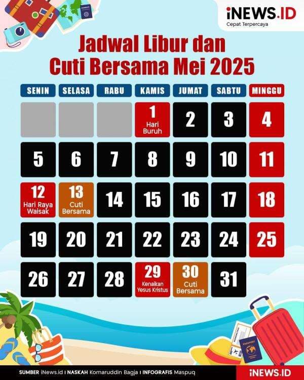 Infografis Jadwal Libur dan Cuti Bersama Mei 2025 Infografis Jadwal Libur dan Cuti Bersama Mei 2025