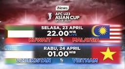 Jadwal Piala Asia U-23 2024 Live di iNews: Kuwait vs Malaysia, Vietnam vs Uzbekistan