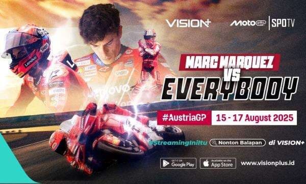 Jadwal dan Link Live Streaming MotoGP Austria 2025 di Vision+: Marc Marquez Menang Lagi? Klik di Sini! Jadwal dan Link Live Streaming MotoGP Austria 2025 di Vision+: Marc Marquez Menang Lagi? Klik di Sini!