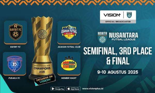 Jadwal dan Link Live Streaming Semifinal dan Final Nusantara Futsal League 2025 di Vision+ Jadwal dan Link Live Streaming Semifinal dan Final Nusantara Futsal League 2025 di Vision+