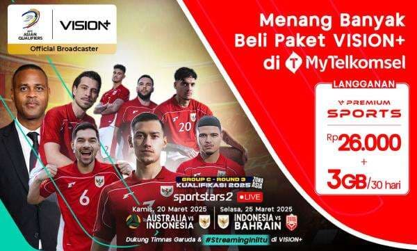 Jadwal dan Link Live Streaming Timnas Indonesia vs Australia dan Bahrain di Kualifikasi Piala Dunia 2026: Di Vision+, Klik di Sini! Jadwal dan Link Live Streaming Timnas Indonesia vs Australia dan Bahrain di Kualifikasi Piala Dunia 2026: Di Vision+, Klik di Sini!