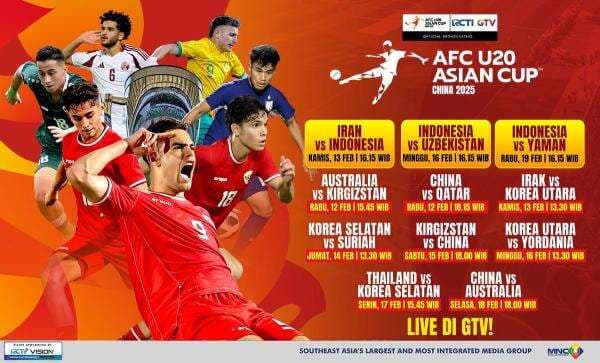 Jadwal Lengkap Siaran Langsung Timnas Indonesia U-20 di Piala Asia U-20 2025, Live di GTV! Jadwal Lengkap Siaran Langsung Timnas Indonesia U-20 di Piala Asia U-20 2025, Live di GTV!