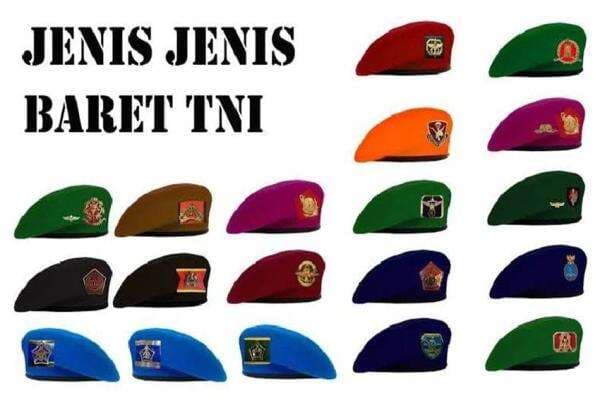 Jenis-jenis Baret TNI Berdasarkan Warna dan Posisinya Jenis-jenis Baret TNI Berdasarkan Warna dan Posisinya