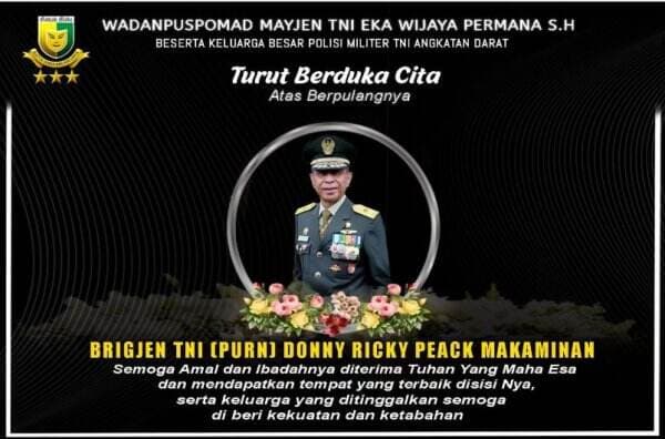 Kabar Duka, Perwira Tinggi TNI Mantan Danpomdam IV/Diponegoro Wafat