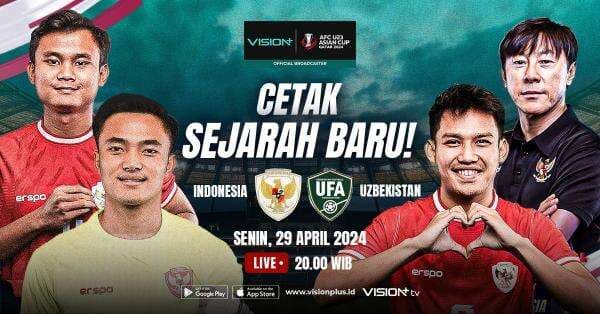 Link Live Streaming Timnas Indonesia vs Uzbekistan di Semifinal Piala Asia U-23 2024 di Vision+, Klik di Sini! Link Live Streaming Timnas Indonesia vs Uzbekistan di Semifinal Piala Asia U-23 2024 di Vision+, Klik di Sini!