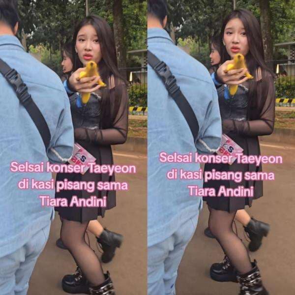 Momen Random Tiara Andini Ngasih Pisang ke Penggemar Usai Nonton Konser Taeyeon Momen Random Tiara Andini Ngasih Pisang ke Penggemar Usai Nonton Konser Taeyeon