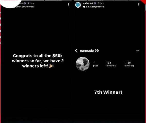 MrBeast Giveaway USD50.000 ke Wanita Asal Indonesia, Nahas Akun Instagramnya Mendadak Hilang MrBeast Giveaway USD50.000 ke Wanita Asal Indonesia, Nahas Akun Instagramnya Mendadak Hilang