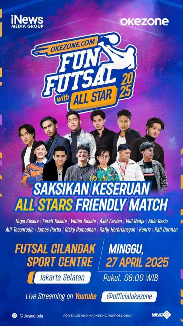 Digelar Besok! Yuk Ramaikan Okezone Fun Futsal 2025, Turnamen Futsal Antar Korporasi dan SMA Se-Jabodetabek Digelar Besok! Yuk Ramaikan Okezone Fun Futsal 2025, Turnamen Futsal Antar Korporasi dan SMA Se-Jabodetabek