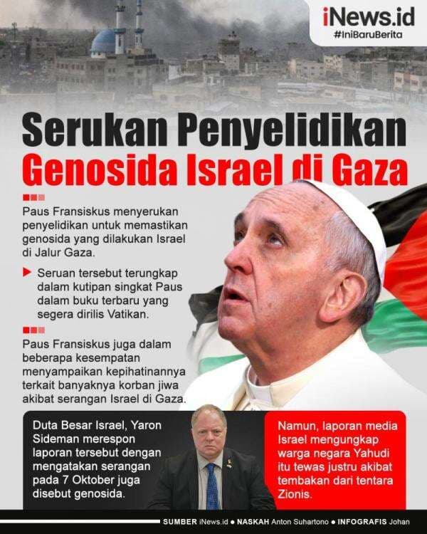 Infografis Paus Fransiskus Serukan Penyelidikan Genosida terhadap Israel di Gaza Infografis Paus Fransiskus Serukan Penyelidikan Genosida terhadap Israel di Gaza