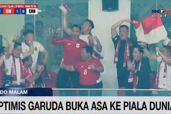 Sorak Sorai Prabowo usai Ole Romeny Cetak Gol ke Gawang China Sorak Sorai Prabowo usai Ole Romeny Cetak Gol ke Gawang China