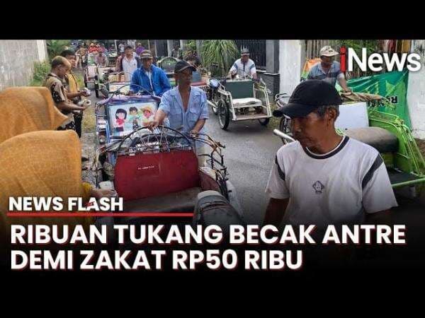 Ribuan Tukang Becak Rela Antre demi Zakat Rp50.000, Ini Potretnya Ribuan Tukang Becak Rela Antre demi Zakat Rp50.000, Ini Potretnya