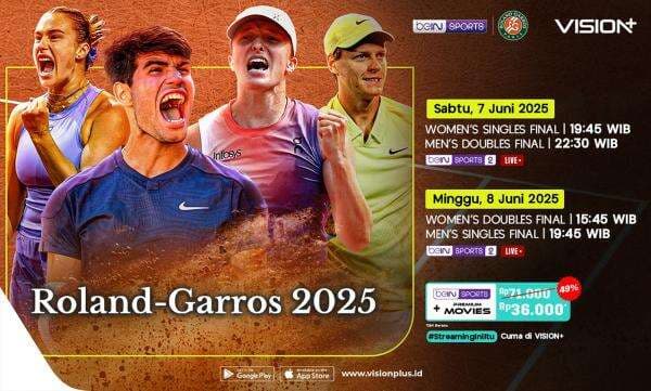 Klik di Sini! Link Live Streaming Final French Open 2025 di Vision+ Klik di Sini! Link Live Streaming Final French Open 2025 di Vision+