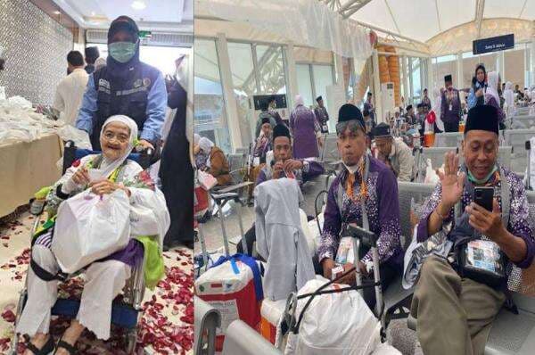 Senyum Bahagia Jemaah Haji Indonesia Kloter JKG -01 Tiba di Madinah Senyum Bahagia Jemaah Haji Indonesia Kloter JKG -01 Tiba di Madinah