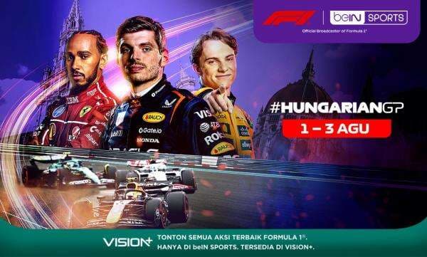 Jadwal dan Link Live Streaming F1 GP Hungaria 2025 di Vision, Klik di Sini! Jadwal dan Link Live Streaming F1 GP Hungaria 2025 di Vision, Klik di Sini!