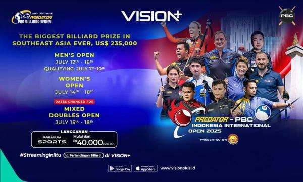 Jadwal dan Link Live Streaming Predator PBC Indonesia International Open 2025 di Vision+ Jadwal dan Link Live Streaming Predator PBC Indonesia International Open 2025 di Vision+