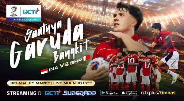 Jadwal dan Link Live Streaming Timnas Indonesia vs Bahrain di Kualifikasi Piala Dunia 2026 di RCTI+, Klik di Sini! Jadwal dan Link Live Streaming Timnas Indonesia vs Bahrain di Kualifikasi Piala Dunia 2026 di RCTI+, Klik di Sini!