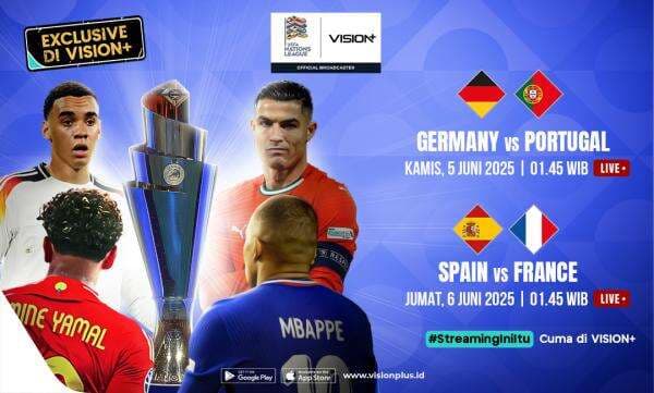 Jadwal dan Link Live Streaming UEFA Nations League 2024-2025 di Vision+, Ada Jerman vs Portugal dan Spanyol vs Prancis! Jadwal dan Link Live Streaming UEFA Nations League 2024-2025 di Vision+, Ada Jerman vs Portugal dan Spanyol vs Prancis!