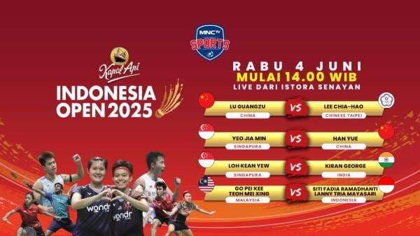 Live di MNCTV Siang Hari! Ini Jadwal Siaran Langsung Indonesia Open 2025 Live di MNCTV Siang Hari! Ini Jadwal Siaran Langsung Indonesia Open 2025