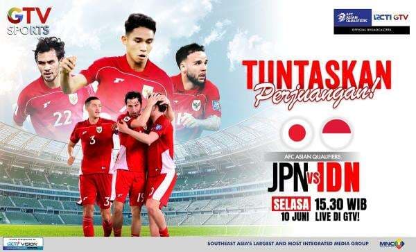 Live GTV Sore Hari! Ini Jadwal Siaran Langsung Timnas Indonesia vs Jepang Live GTV Sore Hari! Ini Jadwal Siaran Langsung Timnas Indonesia vs Jepang
