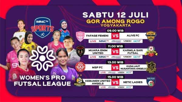 Live MNCTV! Ini Jadwal Siaran Langsung Women Pro Futsal League Indonesia 2025 Seri 6: Fafage Femini vs Alive FC Live MNCTV! Ini Jadwal Siaran Langsung Women Pro Futsal League Indonesia 2025 Seri 6: Fafage Femini vs Alive FC