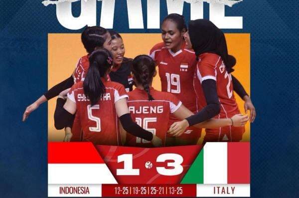 Hasil Timnas Voli Putri Indonesia U-21 vs Italia U-21 di Kejuaraan Dunia Voli U-21 2025: Garuda Pertiwi Tumbang di 16 Besar Hasil Timnas Voli Putri Indonesia U-21 vs Italia U-21 di Kejuaraan Dunia Voli U-21 2025: Garuda Pertiwi Tumbang di 16 Besar