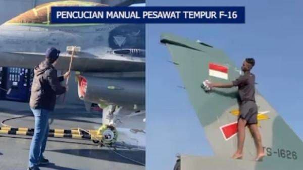 Viral Jet Tempur F-16 Dicuci Manual seperti Mobil, Ini Penjelasan TNI AU Viral Jet Tempur F-16 Dicuci Manual seperti Mobil, Ini Penjelasan TNI AU