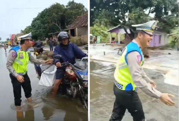 Viral Pengendara Motor Bawa Durian Terobos Banjir, Ingin Ditolong Polisi Malah Bilang: Punya Orang Pak Viral Pengendara Motor Bawa Durian Terobos Banjir, Ingin Ditolong Polisi Malah Bilang: Punya Orang Pak