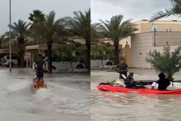 Viral Warga Dubai Malah Main Jetski hingga Kano saat Banjir, Netizen: Orang Kaya Mah Beda Viral Warga Dubai Malah Main Jetski hingga Kano saat Banjir, Netizen: Orang Kaya Mah Beda